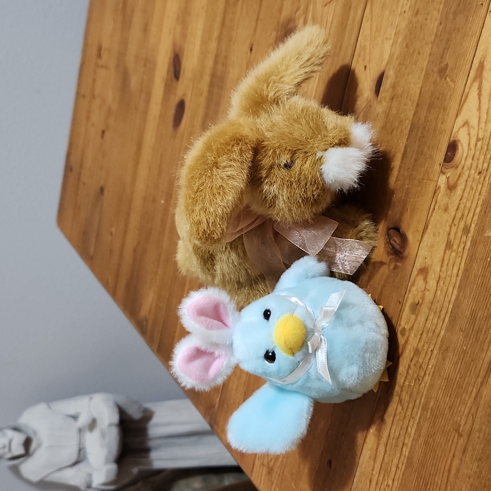 Easter Rabbit 6.75" & Blue Bird 4" with Ears Okush & Soft NWT